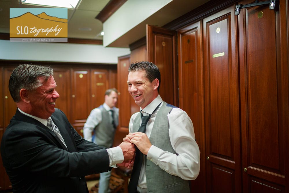 Groom Gets Help From Dad with Tie