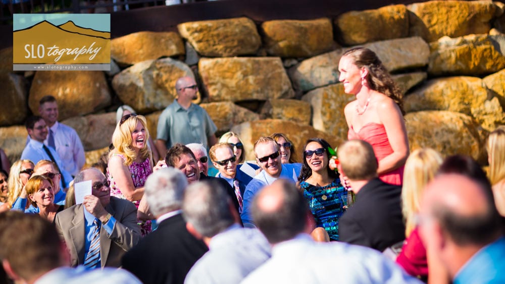 Guests Cheer Bridesmaid Down the Aisle