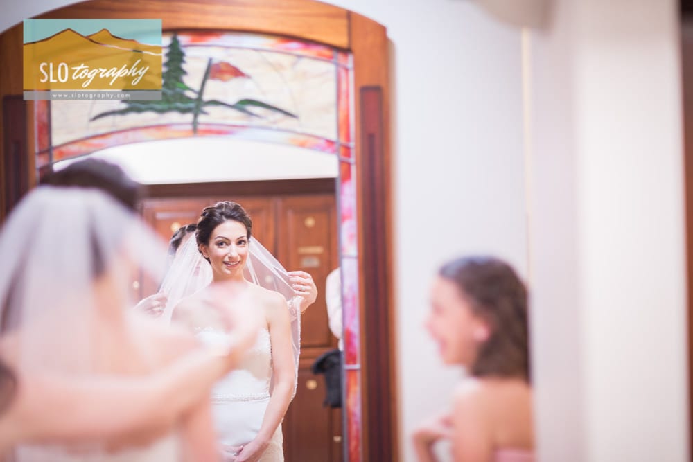 The Bride Looks at the Dress and Veil in the Mirror