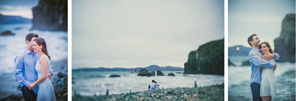 engagement collage at beach at lands end in san francisco