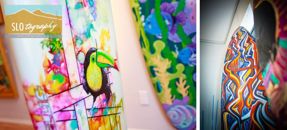 Close up images of surfboard art