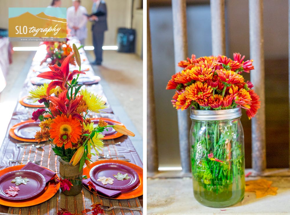 fall colors for table decorations at wedding reception