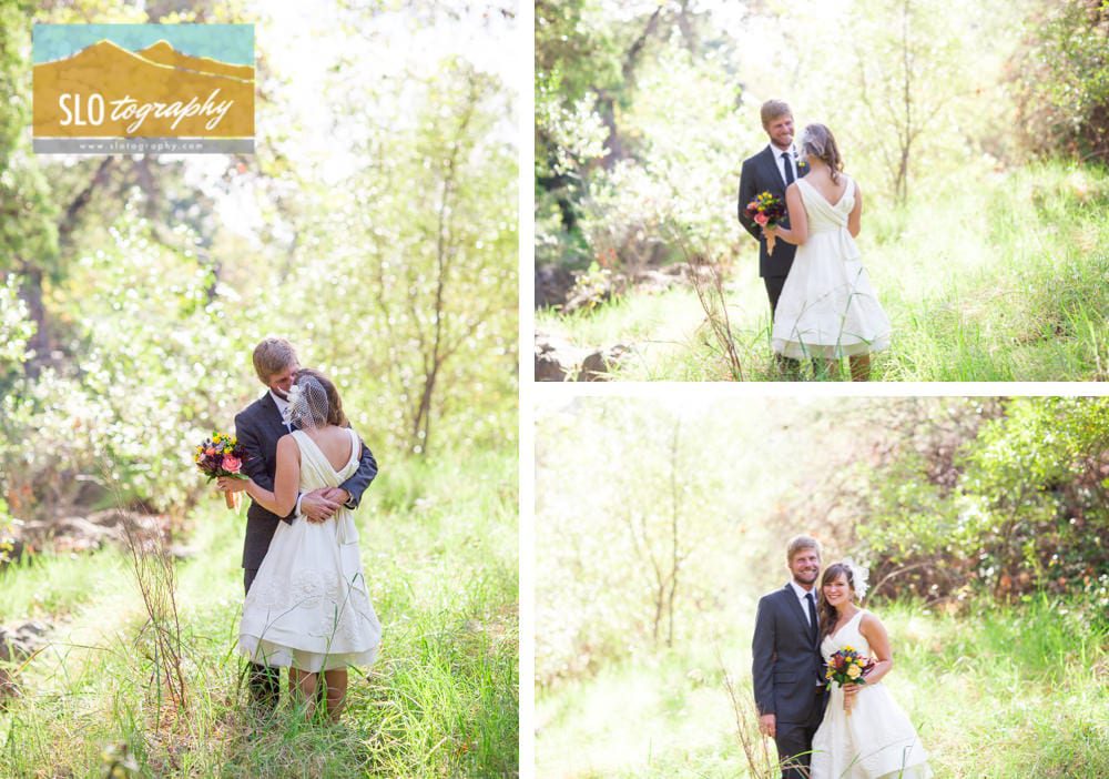 Couples First Look by the Creek in San Luis Obispo
