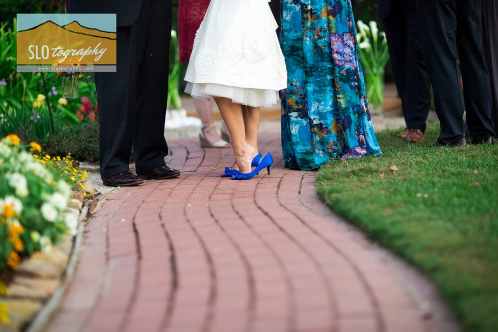 the bride's blue shoes