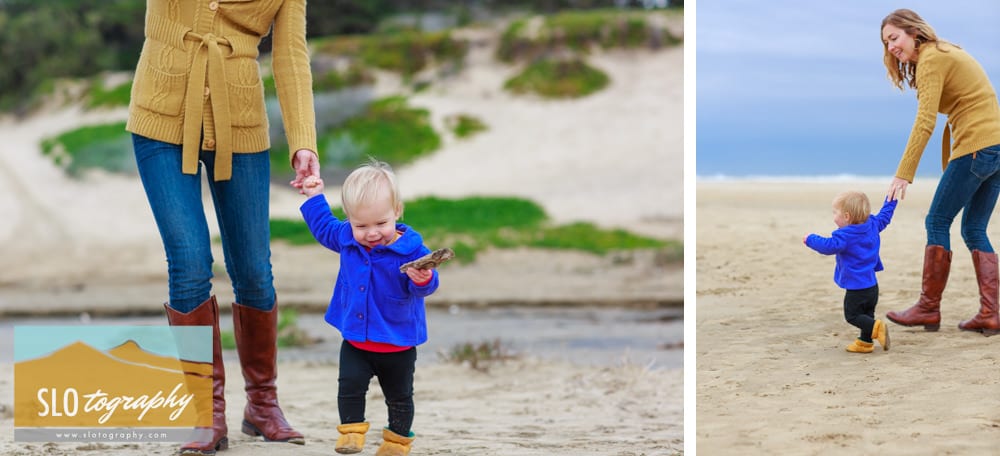 baby adventuring in the sand