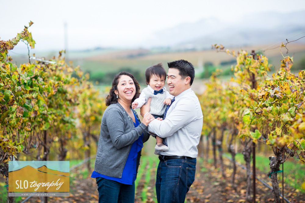 family portrait at Chamisal winery vineyard in fall