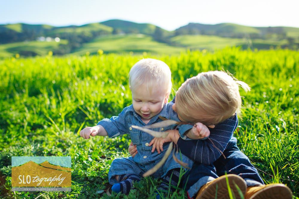 brothers in the green grass at la familia ranch