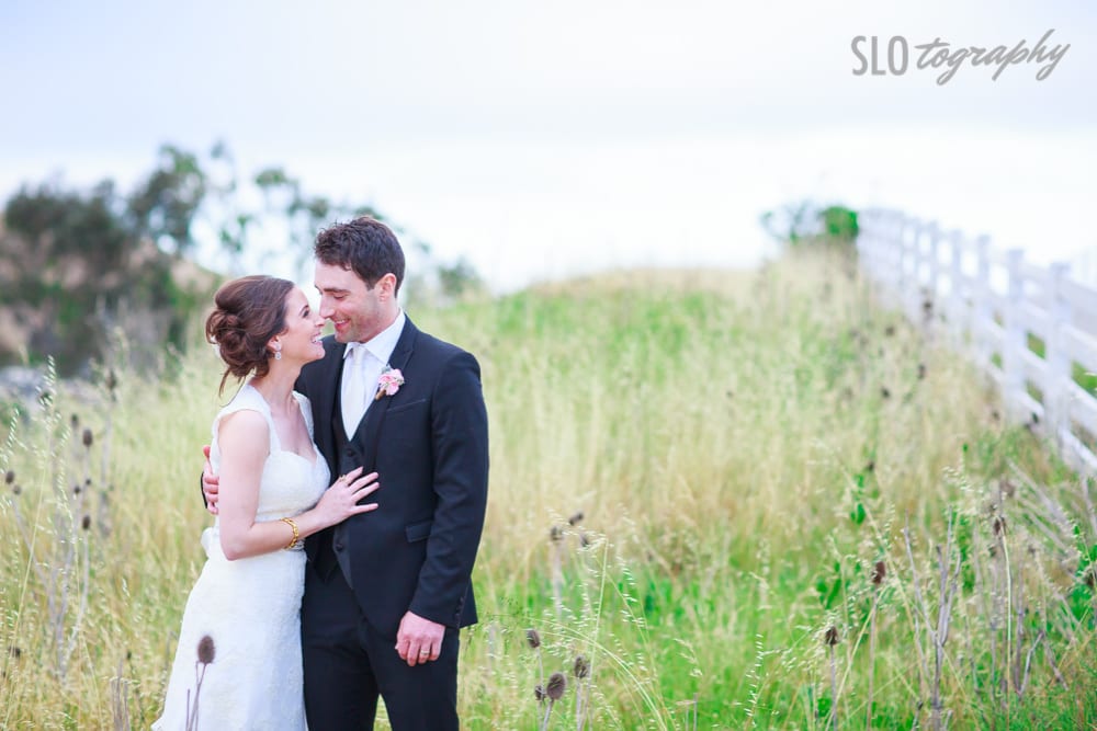Bride and Groom in Soft Green Dusk