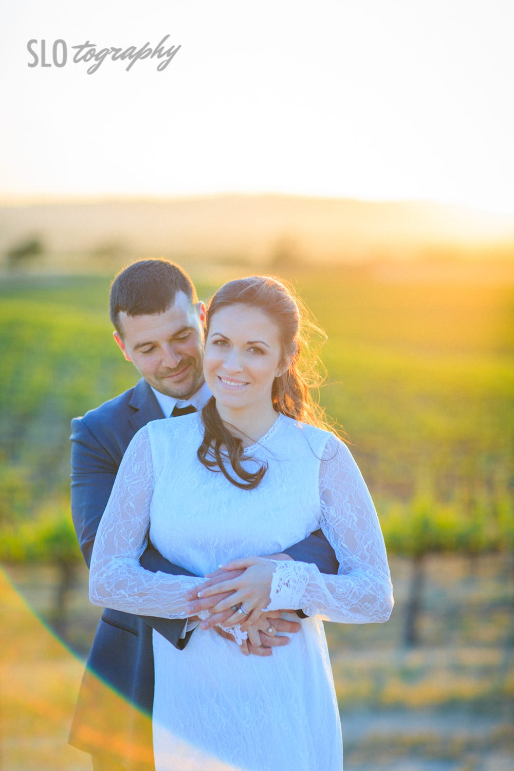 Paso Robles Vineyard Sunset Bride and Groom