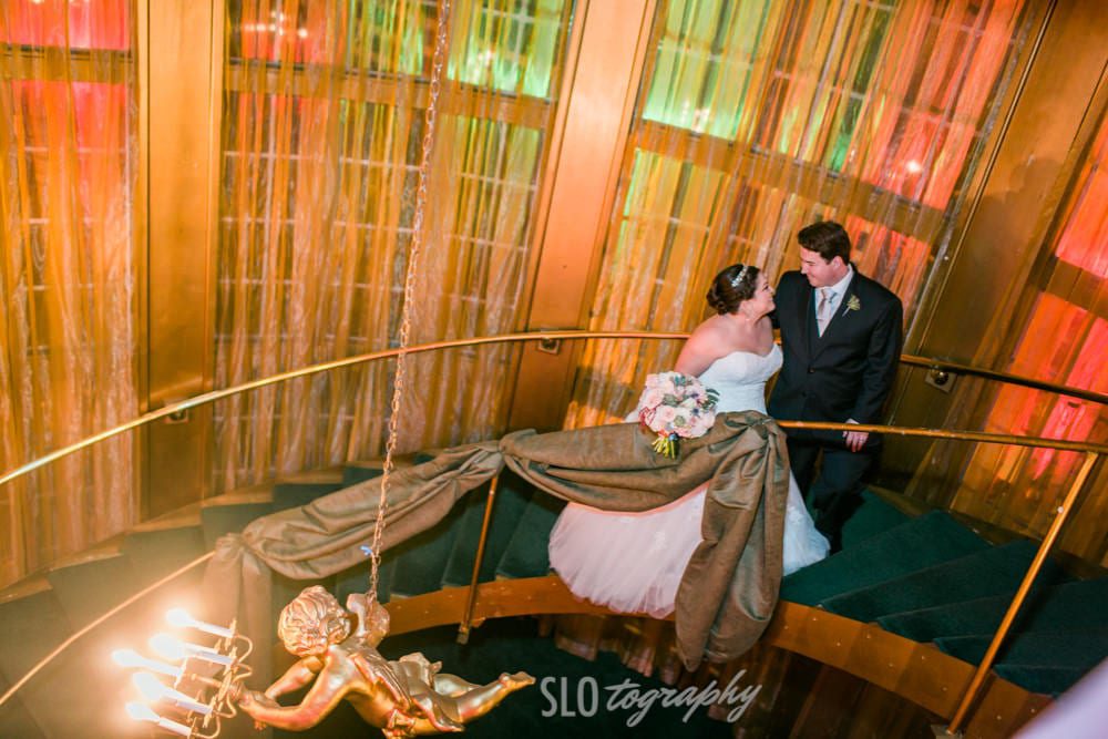 Newlyweds in Spiral Staircase