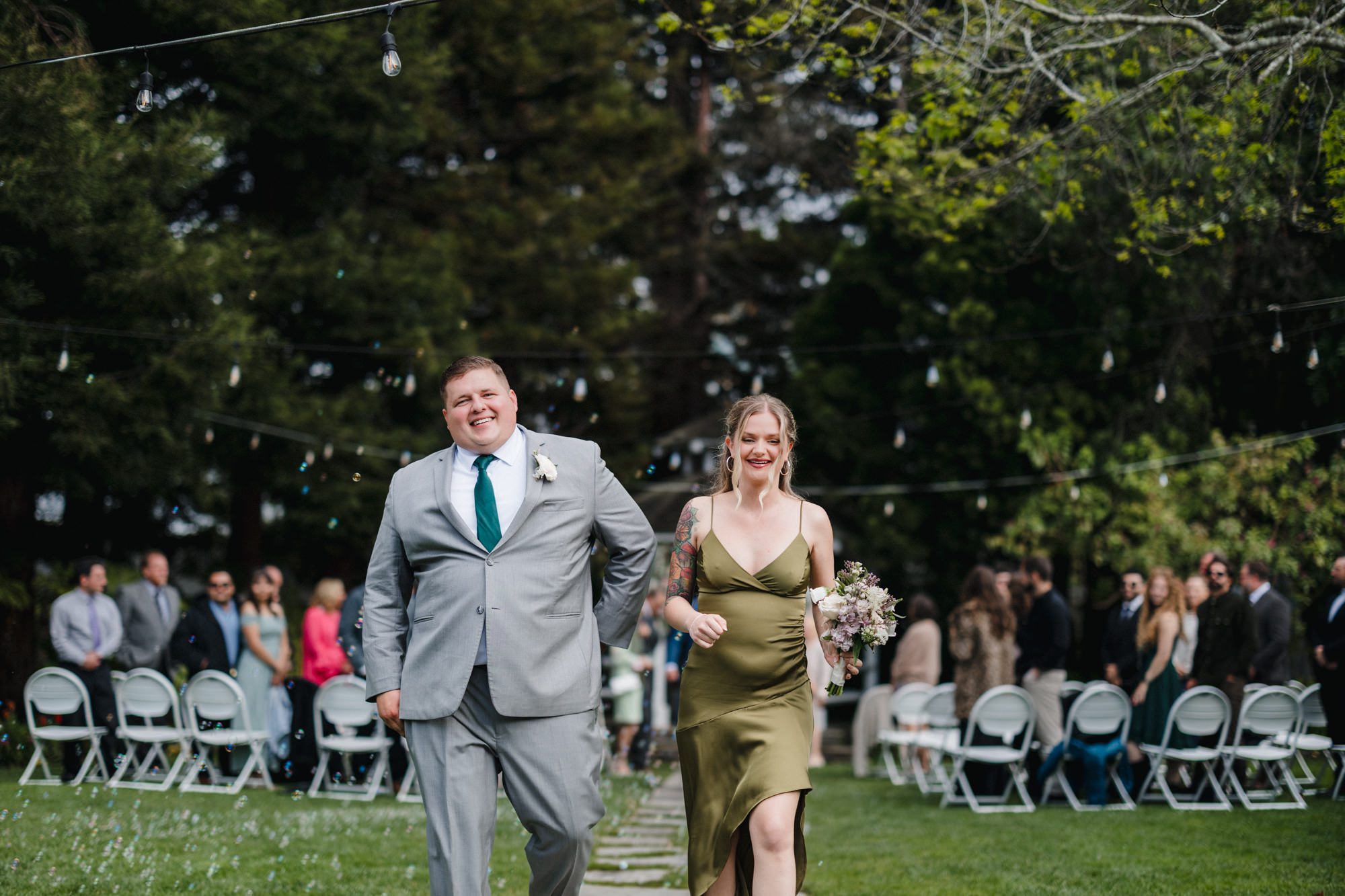 Rainy Cambria Pines Lodge Wedding